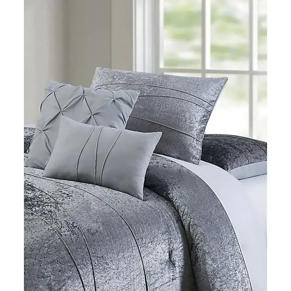 Style 212 Julienne 7 Piece King Comforter Set NEW Gray